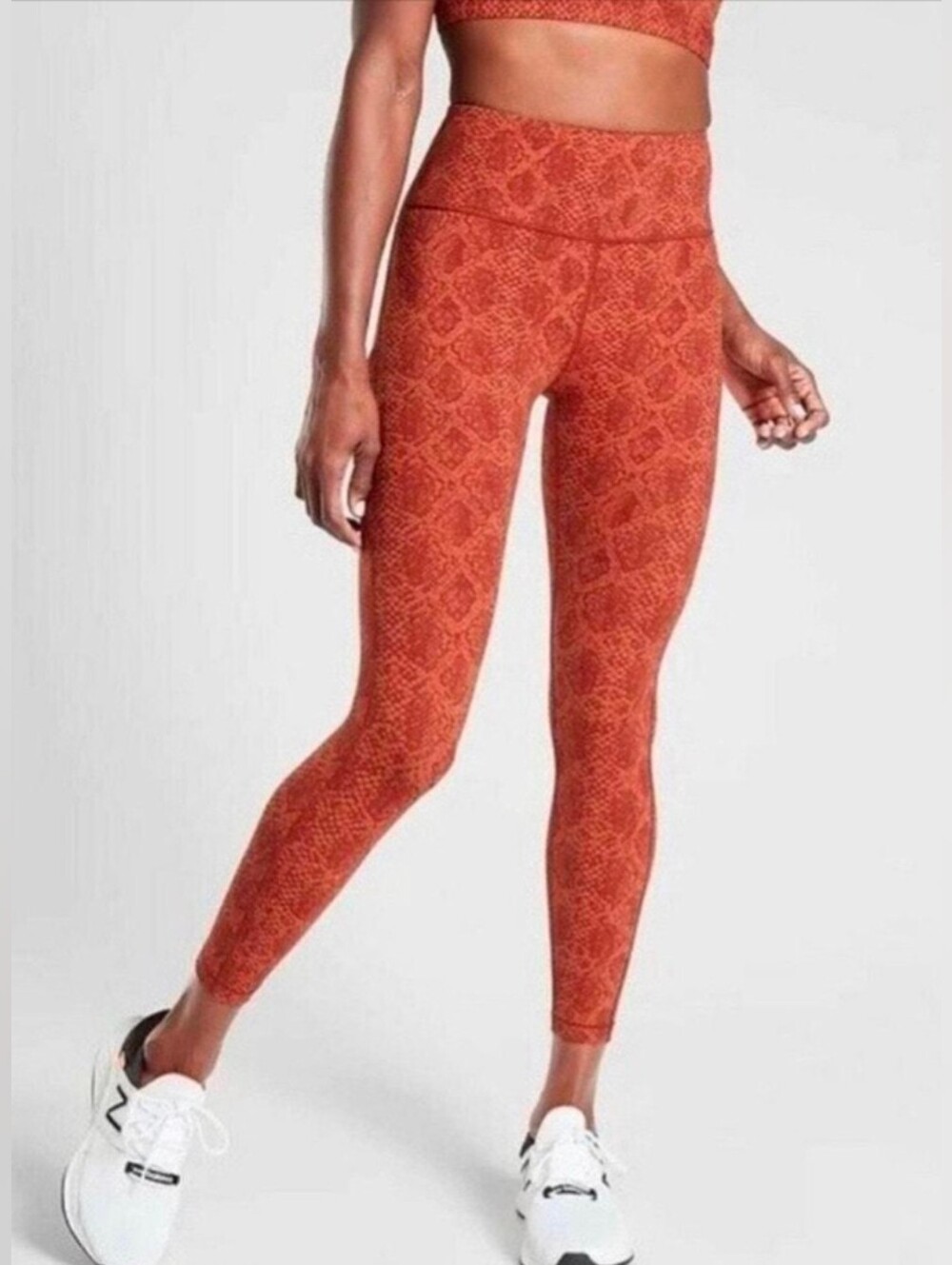 Athleta Ultimate Stash Pocket Leggings | Rust Orange Snake-Print | Size L